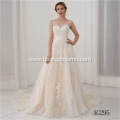 Elegant Vestido De Renda Lace Sleeveless Open Back A Line Bridal Gown Wedding Dress